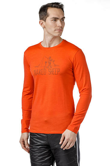 Футболка мужская Ortovox 145 Naked Sheep LS Crazy Orange - Фото 5 большая
