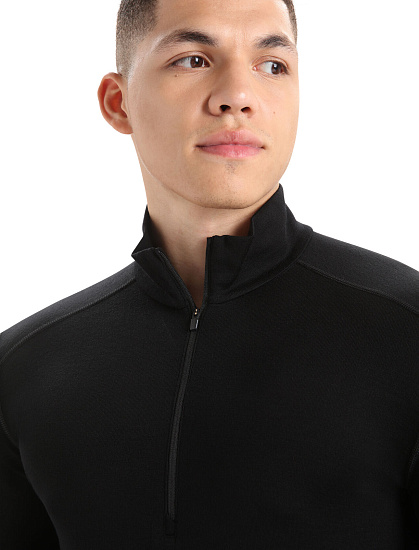 Лонгслив мужской Icebreaker 260 Tech Half Zip Black - Фото 4 большая