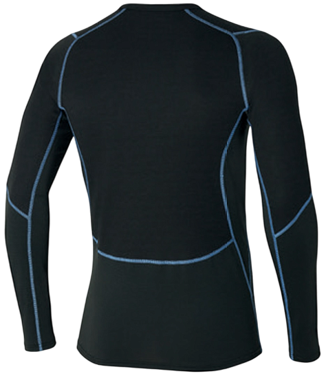 Лонгслив мужской Mizuno Merino Wool Crew Black/Parisian Blue - Фото 2 большая