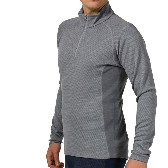 Футболка мужская Bergans Snoull Half Zip SolidLtGrey/SolidGrey - Фото 3 большая