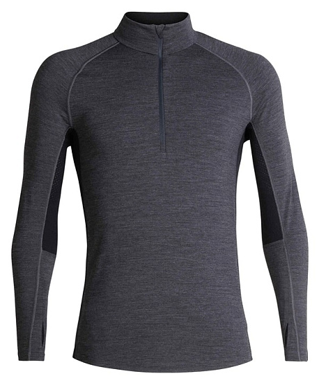 Футболка мужская Icebreaker 200 Zone LS Half Zip Jet Hthr/Black - Фото 1 большая