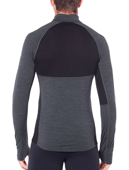 Футболка мужская Icebreaker 200 Zone LS Half Zip Jet Hthr/Black - Фото 3 большая
