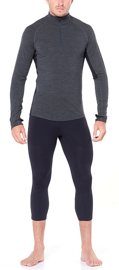 Футболка мужская Icebreaker 200 Zone LS Half Zip Jet Hthr/Black - Фото 4 большая