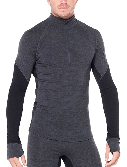 Футболка мужская Icebreaker 260 Zone LS Half Zip Jet Hthr/Black - Фото 2 большая