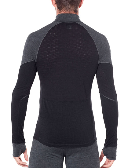 Футболка мужская Icebreaker 260 Zone LS Half Zip Jet Hthr/Black - Фото 3 большая