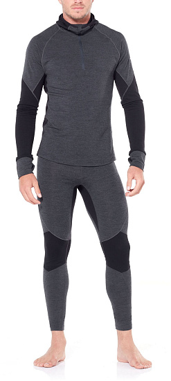 Футболка мужская Icebreaker 260 Zone LS Half Zip Hood Jet Hthr/Black - Фото 4 большая