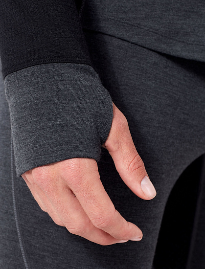 Футболка мужская Icebreaker 260 Zone LS Half Zip Hood Jet Hthr/Black - Фото 5 большая