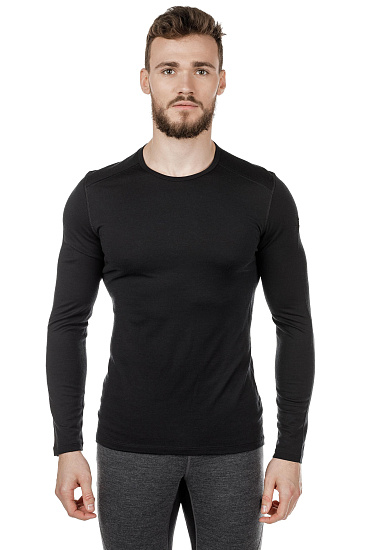 Футболка мужская Icebreaker 200 Oasis LS Crewe Black - Фото 3 большая