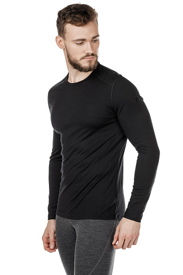 Футболка мужская Icebreaker 200 Oasis LS Crewe Black - Фото 4 большая