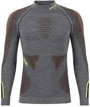 Лонгслив мужской UYN Ambityon Uw Melange Turtle neck Black Melange/Orange/Yellow