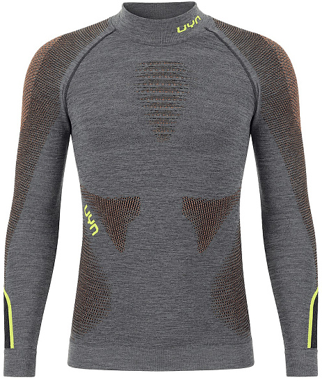 Лонгслив мужской UYN Ambityon Uw Melange Turtle neck Black Melange/Orange/Yellow - Фото 1 большая