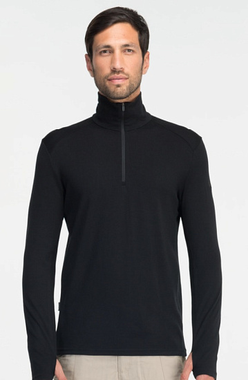 Футболка мужская Icebreaker Tech Top LS Half Zip Black - Фото 2 большая