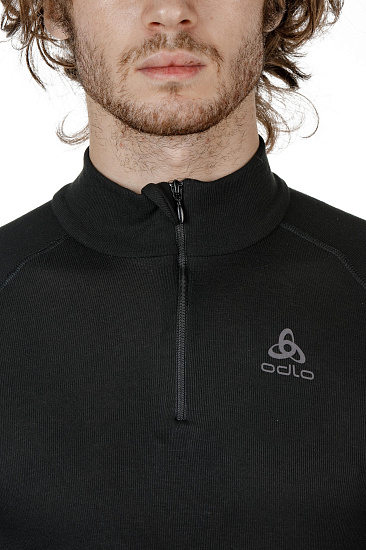 Футболка мужская Odlo Warm zip Black - Фото 3 большая