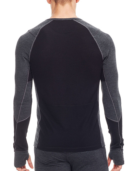 Футболка мужская Icebreaker Winter Zone LS Crewe Jet/Black/Lunar - Фото 3 большая
