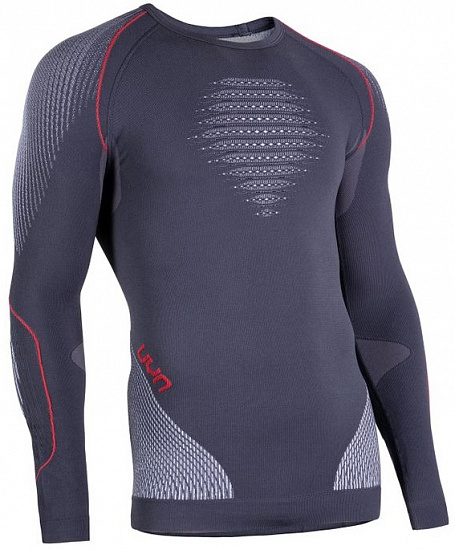 Футболка мужская UYN Evolutyon Uw Lg_Sl Charcoal/White/Red - Фото 3 большая