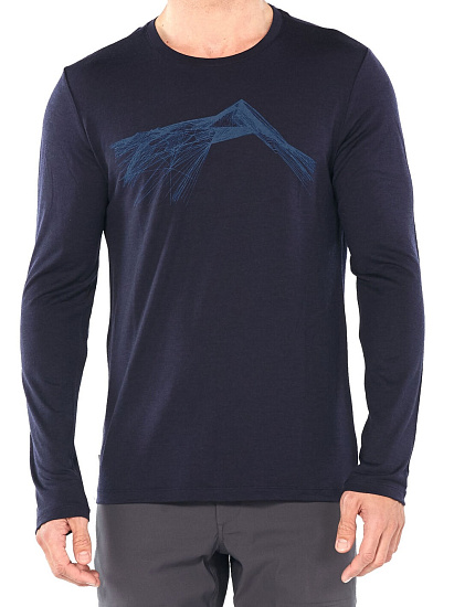 Футболка мужская Icebreaker Tech Lite LS Crewe Shear Midnight Navy - Фото 2 большая