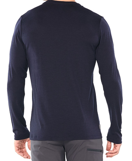 Футболка мужская Icebreaker Tech Lite LS Crewe Shear Midnight Navy - Фото 3 большая