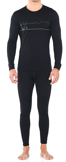 Футболка мужская Icebreaker 200 Oasis LS Crewe Single Line Ski Black - Фото 4 большая