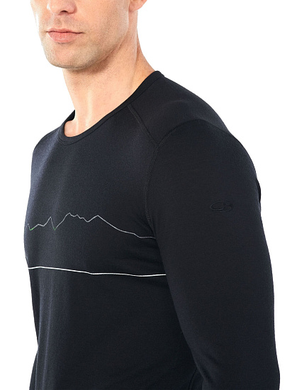 Футболка мужская Icebreaker 200 Oasis LS Crewe Single Line Ski Black - Фото 6 большая