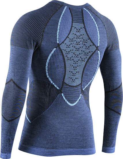 Лонгслив мужской X-Bionic Merino Round Neck Dark Ocean/Sky Blue - Фото 2 большая