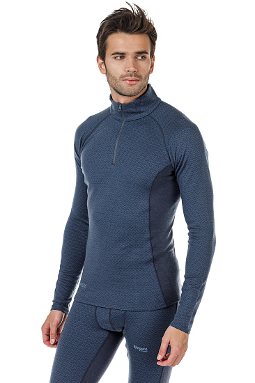 Футболка мужская Bergans Snoull Half Zip Dk Fogblue/Fogblue - Фото 4 большая