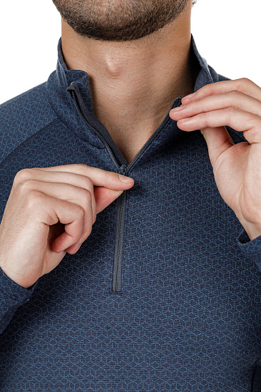 Футболка мужская Bergans Snoull Half Zip Dk Fogblue/Fogblue - Фото 6 большая