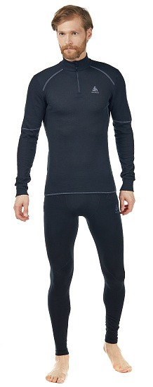 Лонгслив мужской Odlo Active X-Warm Eco Half Zip Black - Фото 3 большая