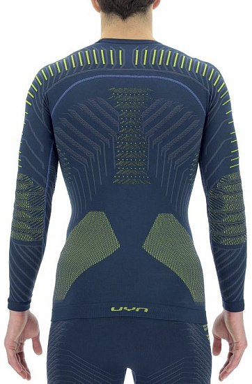 Лонгслив мужской UYN Resilyon Uw Lg_Sl.Round Neck Dark Blue/Yellow - Фото 2 большая