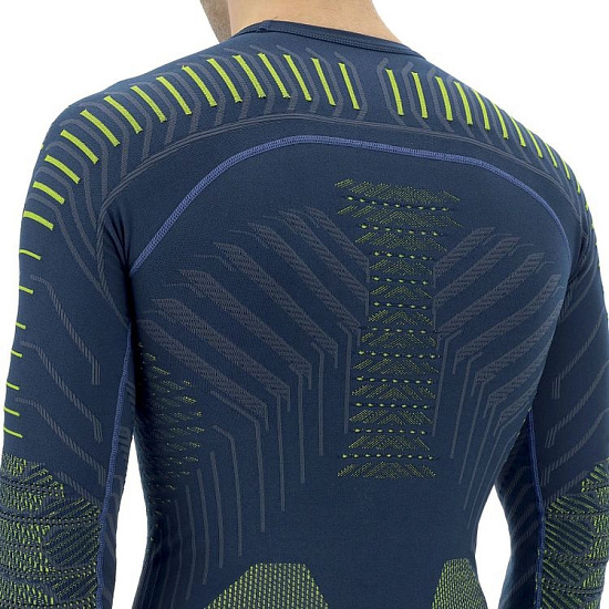 Лонгслив мужской UYN Resilyon Uw Lg_Sl.Round Neck Dark Blue/Yellow - Фото 5 большая