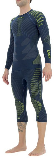 Лонгслив мужской UYN Resilyon Uw Lg_Sl.Round Neck Dark Blue/Yellow - Фото 6 большая