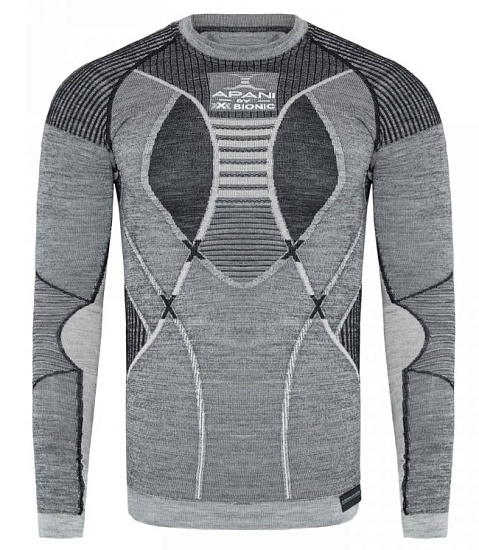 Футболка мужская X-Bionic Apani Merino BY Fastflow SL Roundneck Black/Grey - Фото 3 большая