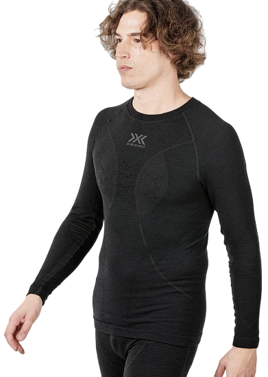 Лонгслив мужской X-Bionic Merino Round Neck Black/Black - Фото 2 большая