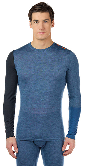 Футболка мужская Ortovox 185 Rock'N'Wool Ls Night Blue Blend - Фото 3 большая