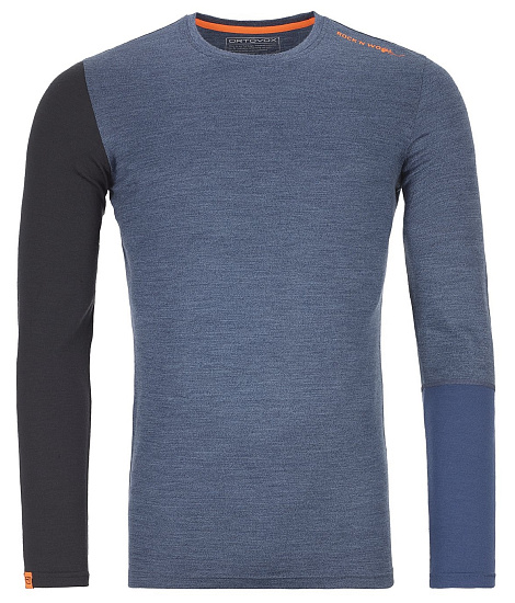 Футболка мужская Ortovox 185 Rock'N'Wool Ls Night Blue Blend - Фото 1 большая
