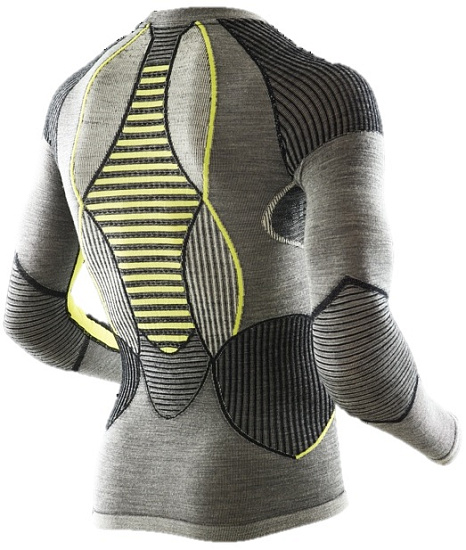 Лонгслив мужской X-Bionic Apani Merino BY Fastflow SL Roundneck Gray/Yellow - Фото 2 большая