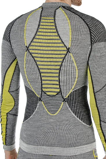 Лонгслив мужской X-Bionic Apani Merino BY Fastflow SL Roundneck Gray/Yellow - Фото 6 большая