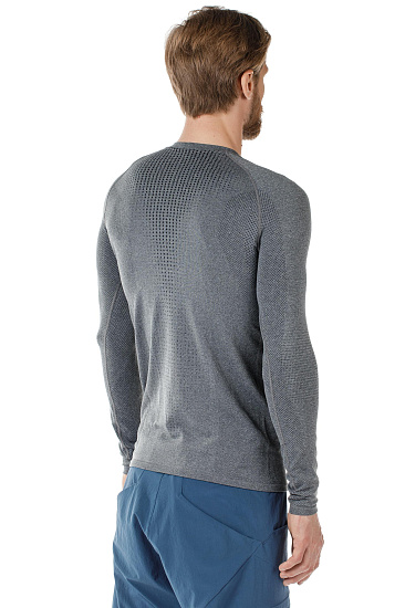 Футболка мужская Odlo Top L/S Performance Warm Серый Меланж/Черный - Фото 5 большая