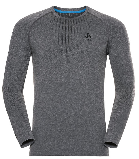 Футболка мужская Odlo Top L/S Performance Warm Серый Меланж/Черный - Фото 1 большая