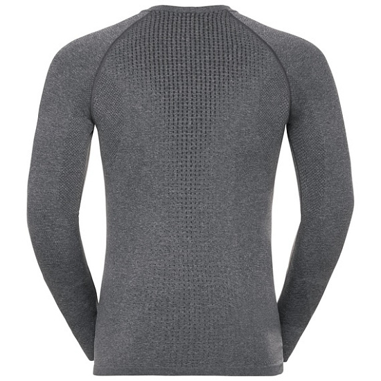 Футболка мужская Odlo Top L/S Performance Warm Серый Меланж/Черный - Фото 2 большая