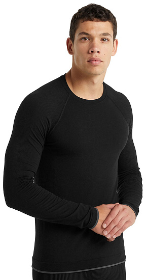 Футболка мужская Icebreaker 200 Zone Seamless LS Crewe Black - Фото 3 большая