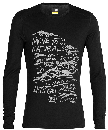 Футболка мужская Icebreaker 200 Oasis LS Crewe Travel Black - Фото 1 большая