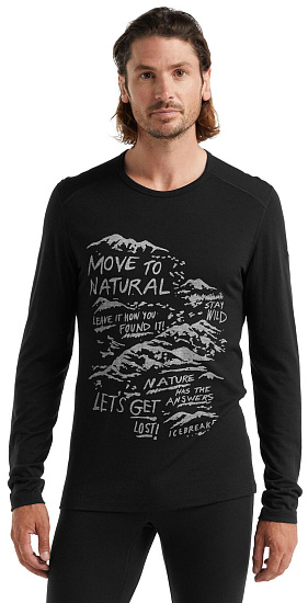 Футболка мужская Icebreaker 200 Oasis LS Crewe Travel Black - Фото 3 большая