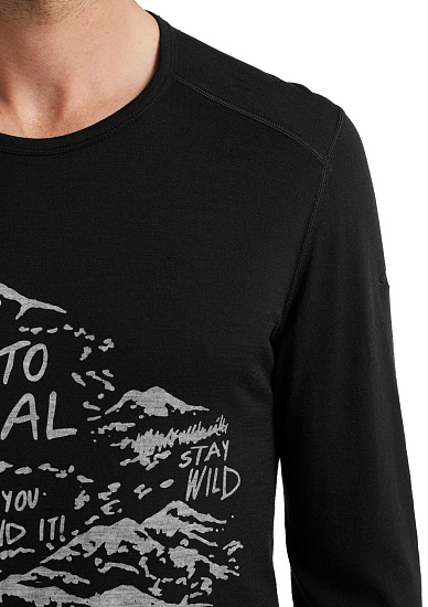 Футболка мужская Icebreaker 200 Oasis LS Crewe Travel Black - Фото 5 большая