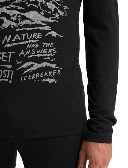 Футболка мужская Icebreaker 200 Oasis LS Crewe Travel Black - Фото 7 большая