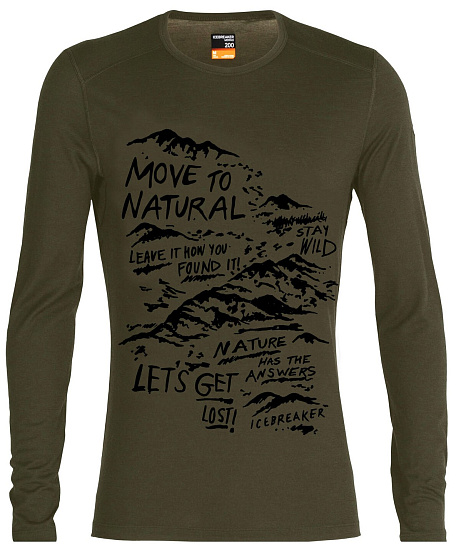Футболка мужская Icebreaker 200 Oasis LS Crewe Travel Loden - Фото 1 большая