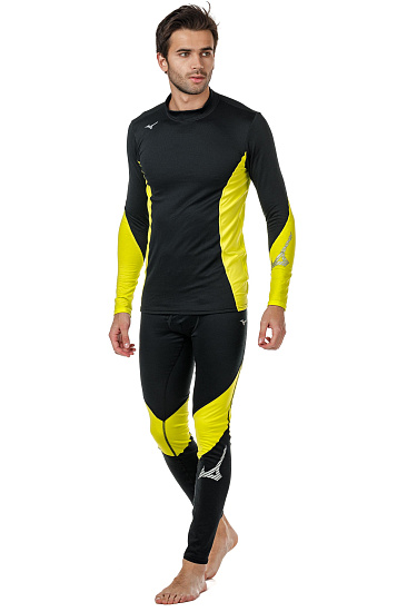 Футболка мужская Mizuno Virtual Body G2 High Neck Чер/Желт - Фото 4 большая
