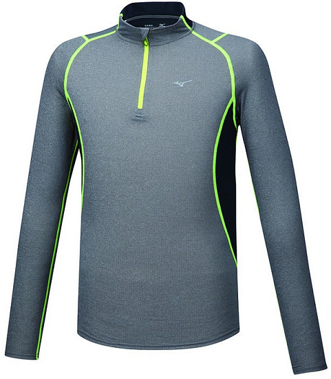 Футболка мужская Mizuno Wool H/Z  Сер/Желт - Фото 1 большая