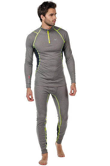 Футболка мужская Mizuno Wool H/Z  Сер/Желт - Фото 4 большая