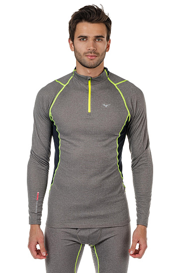 Футболка мужская Mizuno Wool H/Z  Сер/Желт - Фото 5 большая