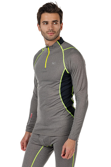 Футболка мужская Mizuno Wool H/Z  Сер/Желт - Фото 6 большая